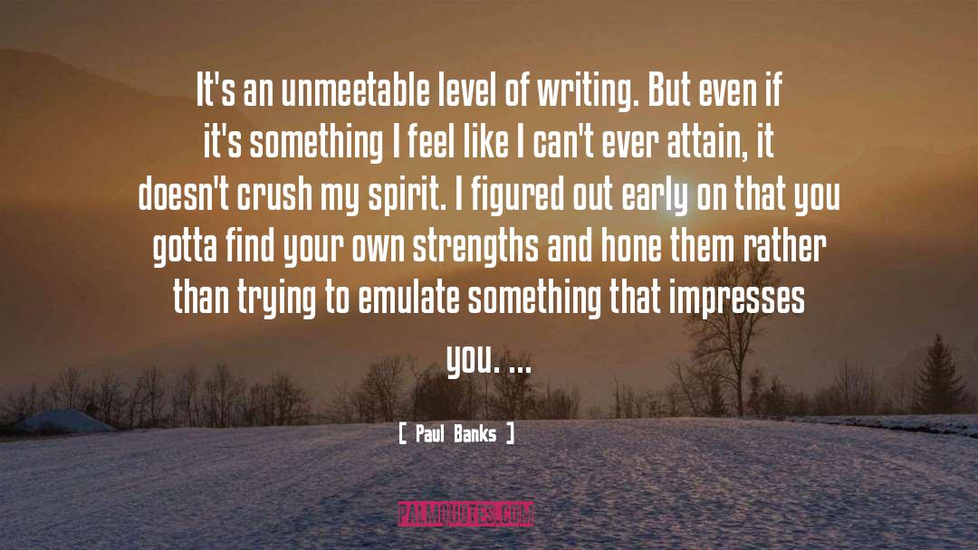Paul Banks Quotes: It's an unmeetable level of