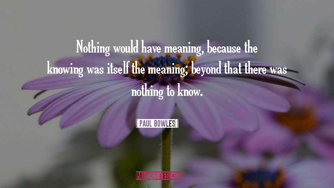 Paul Bowles Quotes: Nothing would have meaning, because