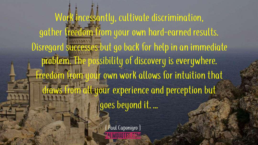 Paul Caponigro Quotes: Work incessantly, cultivate discrimination, gather