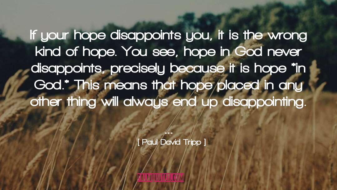 Paul David Tripp Quotes: If your hope disappoints you,