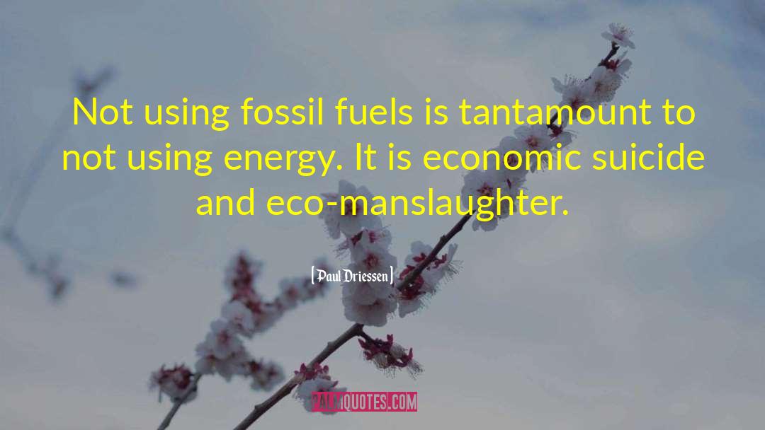 Paul Driessen Quotes: Not using fossil fuels is
