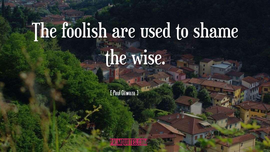 Paul Gitwaza Quotes: The foolish are used to