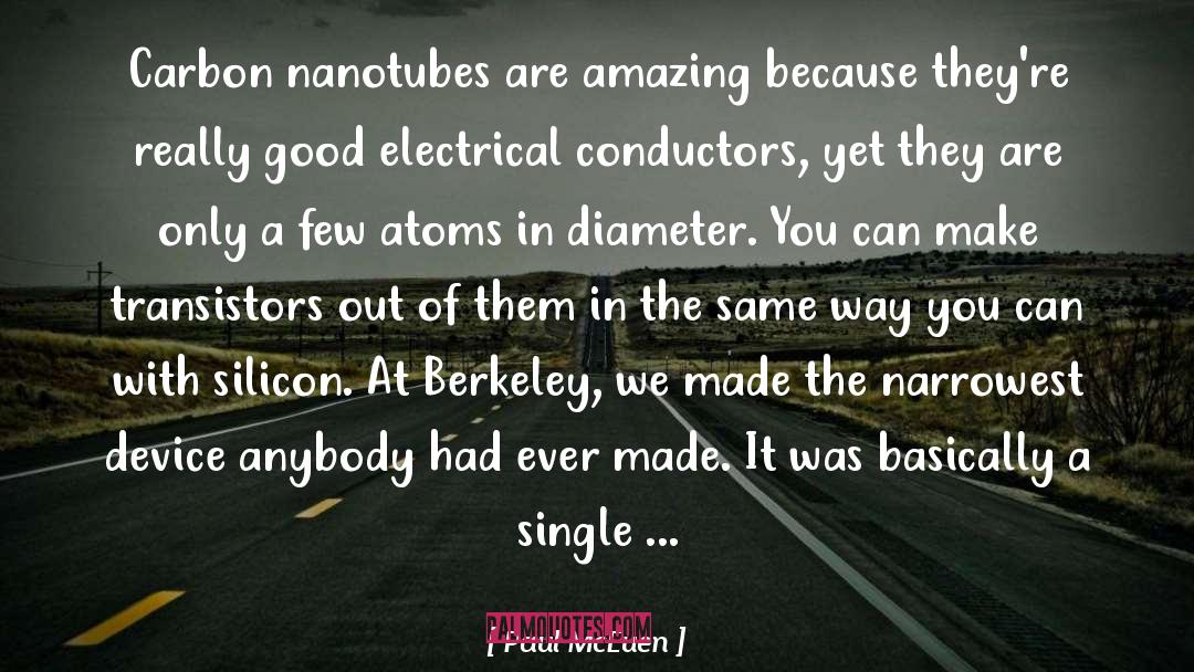 Paul McEuen Quotes: Carbon nanotubes are amazing because