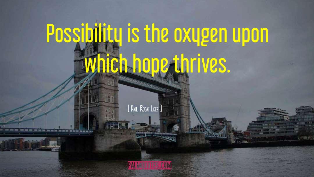 Paul Rogat Loeb Quotes: Possibility is the oxygen upon