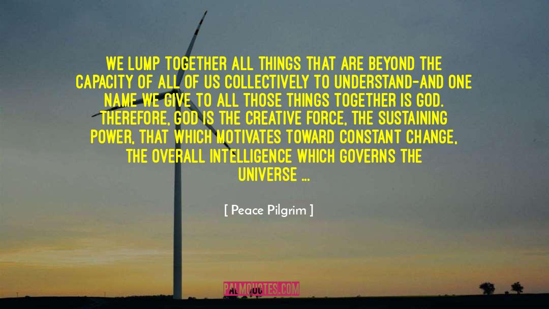 Peace Pilgrim Quotes: We lump together all things