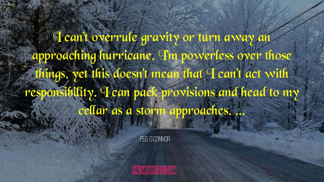 Peg O'Connor Quotes: I can't overrule gravity or