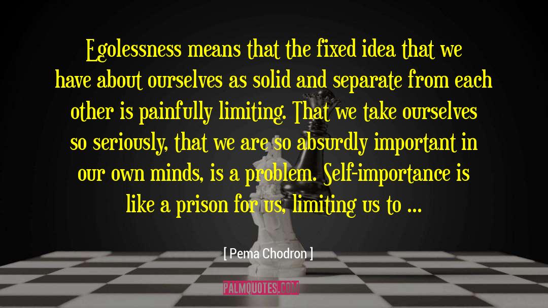 Pema Chodron Quotes: Egolessness means that the fixed