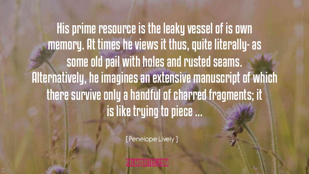 Penelope Lively Quotes: His prime resource is the