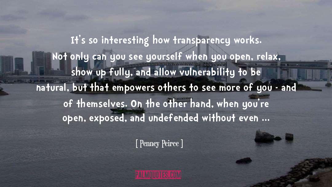 Penney Peirce Quotes: It's so interesting how transparency