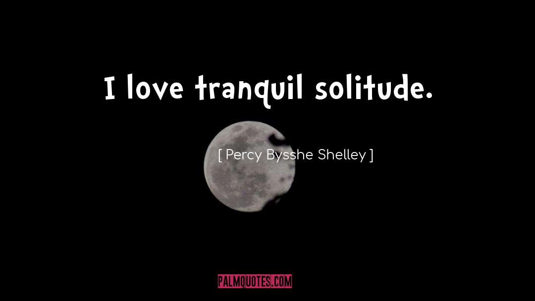 Percy Bysshe Shelley Quotes: I love tranquil solitude.