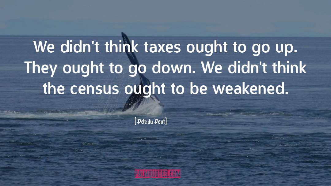 Pete Du Pont Quotes: We didn't think taxes ought