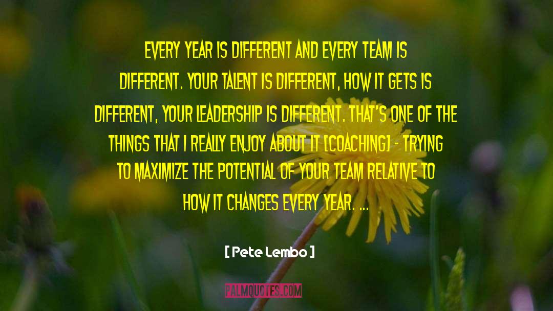 Pete Lembo Quotes: Every year is different and