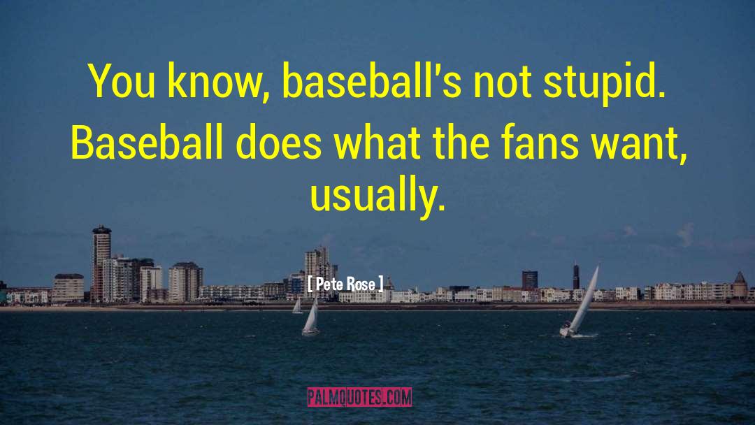 Pete Rose Quotes: You know, baseball's not stupid.