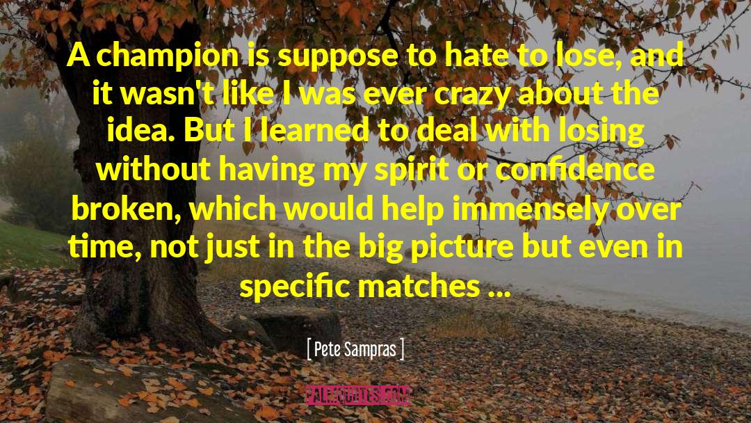 Pete Sampras Quotes: A champion is suppose to