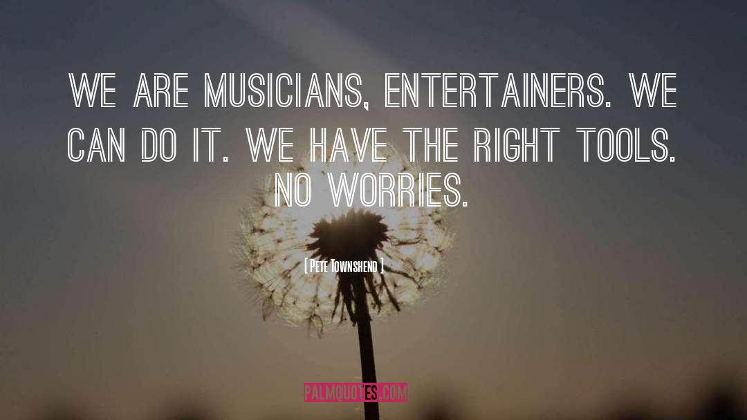 Pete Townshend Quotes: We are musicians, entertainers. We