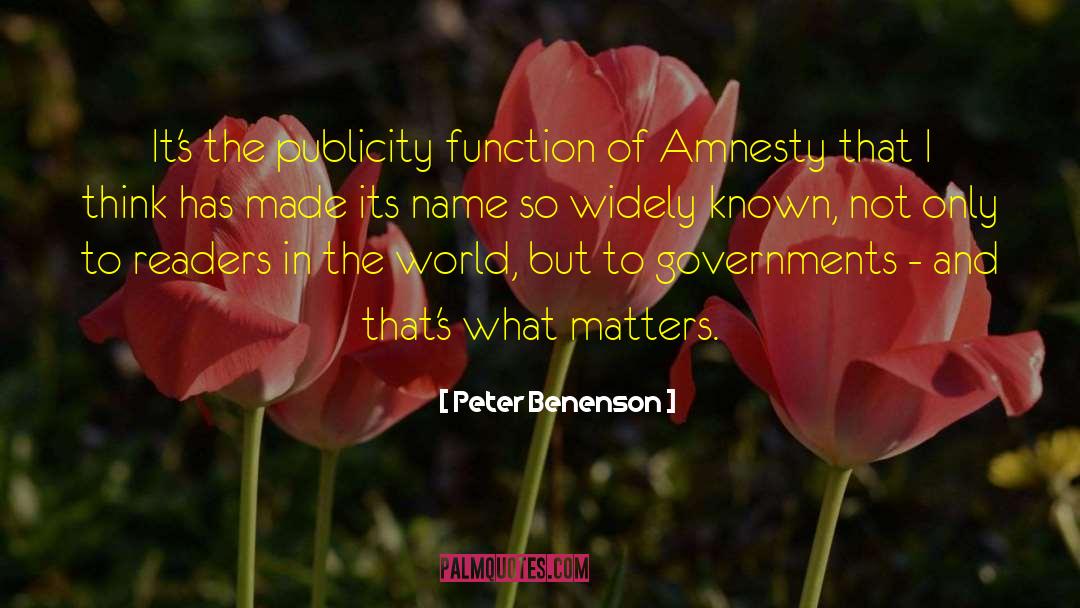 Peter Benenson Quotes: It's the publicity function of