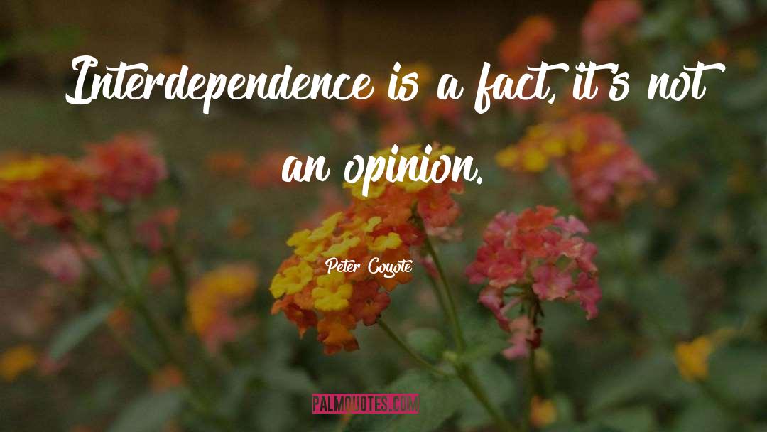 Peter Coyote Quotes: Interdependence is a fact, it's