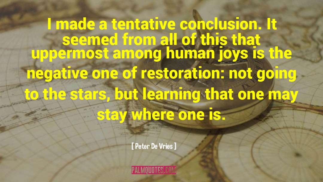 Peter De Vries Quotes: I made a tentative conclusion.