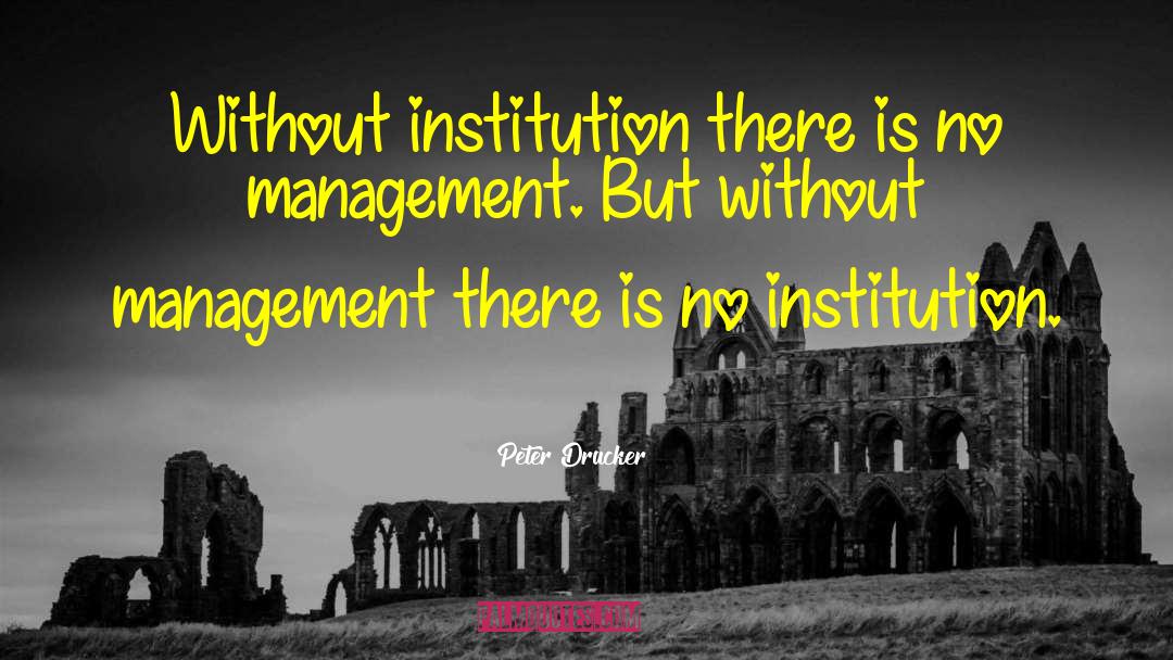 Peter Drucker Quotes: Without institution there is no