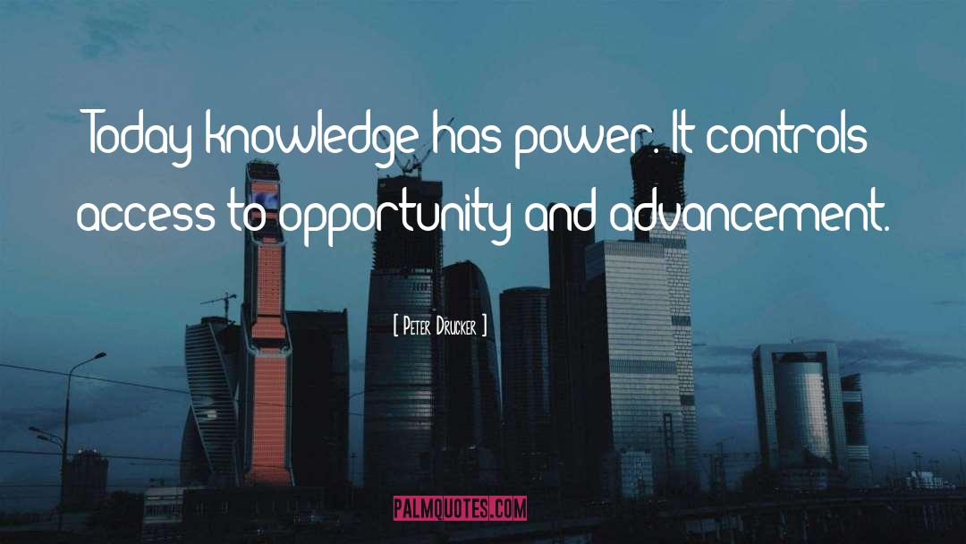 Peter Drucker Quotes: Today knowledge has power. It