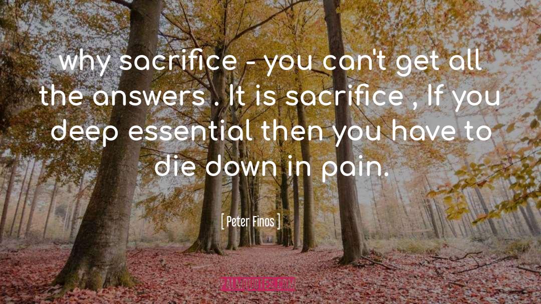 Peter Finos Quotes: why sacrifice - you can't