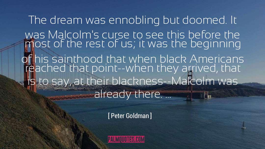 Peter Goldman Quotes: The dream was ennobling but