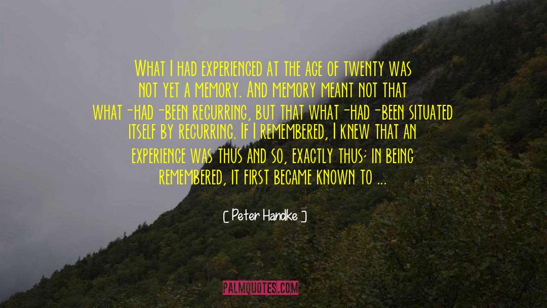 Peter Handke Quotes: What I had experienced at