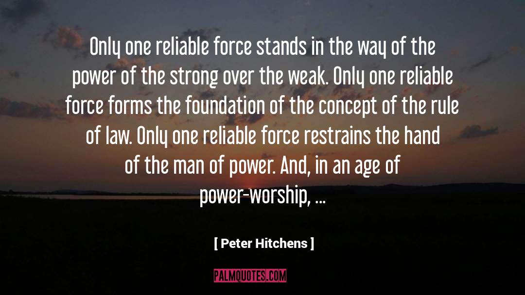 Peter Hitchens Quotes: Only one reliable force stands