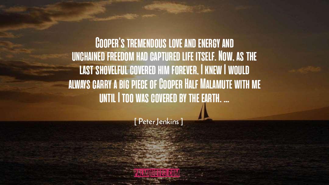 Peter Jenkins Quotes: Cooper's tremendous love and energy