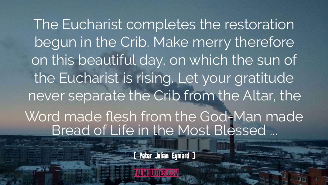 Peter Julian Eymard Quotes: The Eucharist completes the restoration