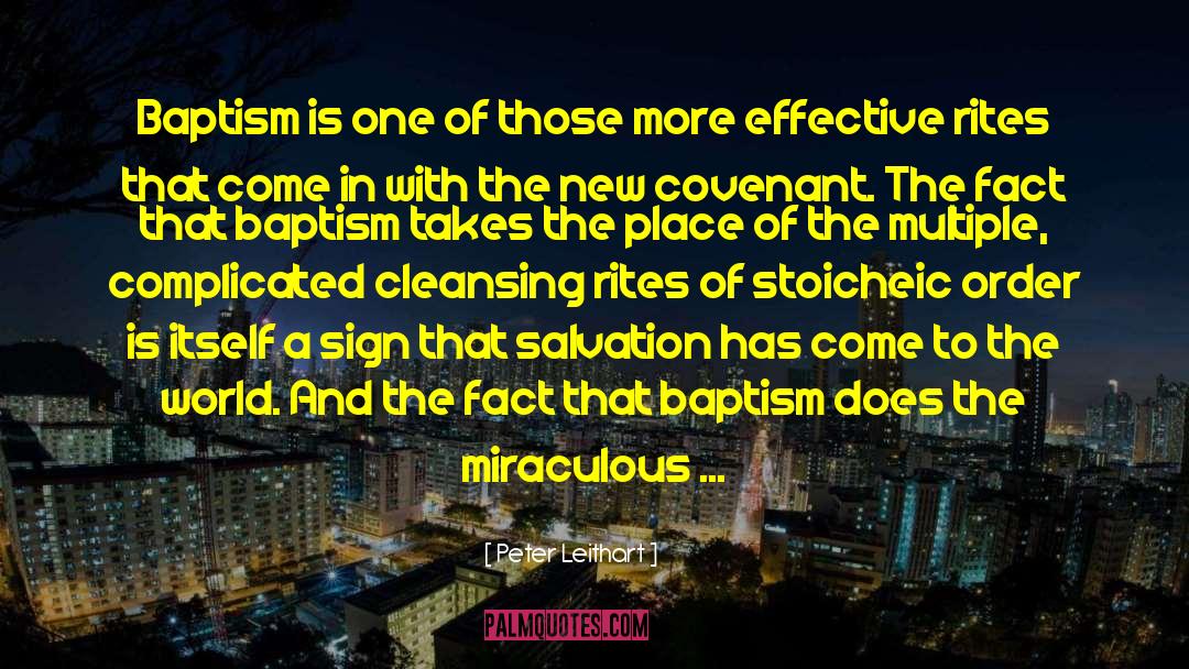 Peter Leithart Quotes: Baptism is one of those