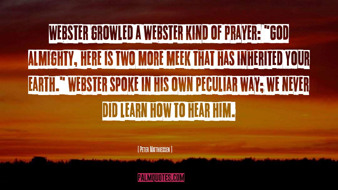 Peter Matthiessen Quotes: Webster growled a Webster kind