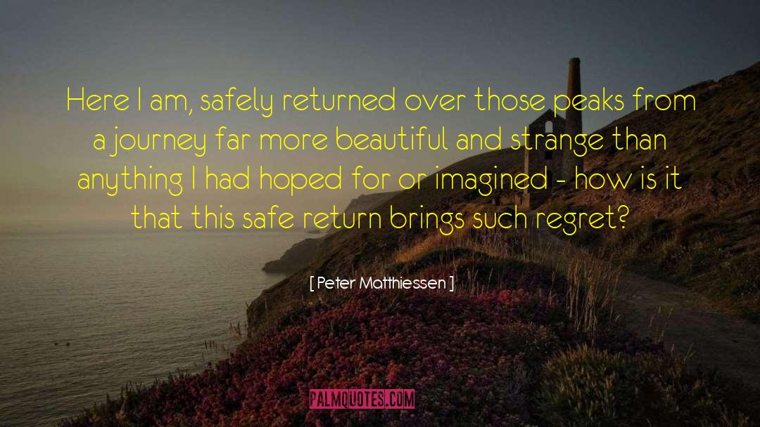 Peter Matthiessen Quotes: Here I am, safely returned