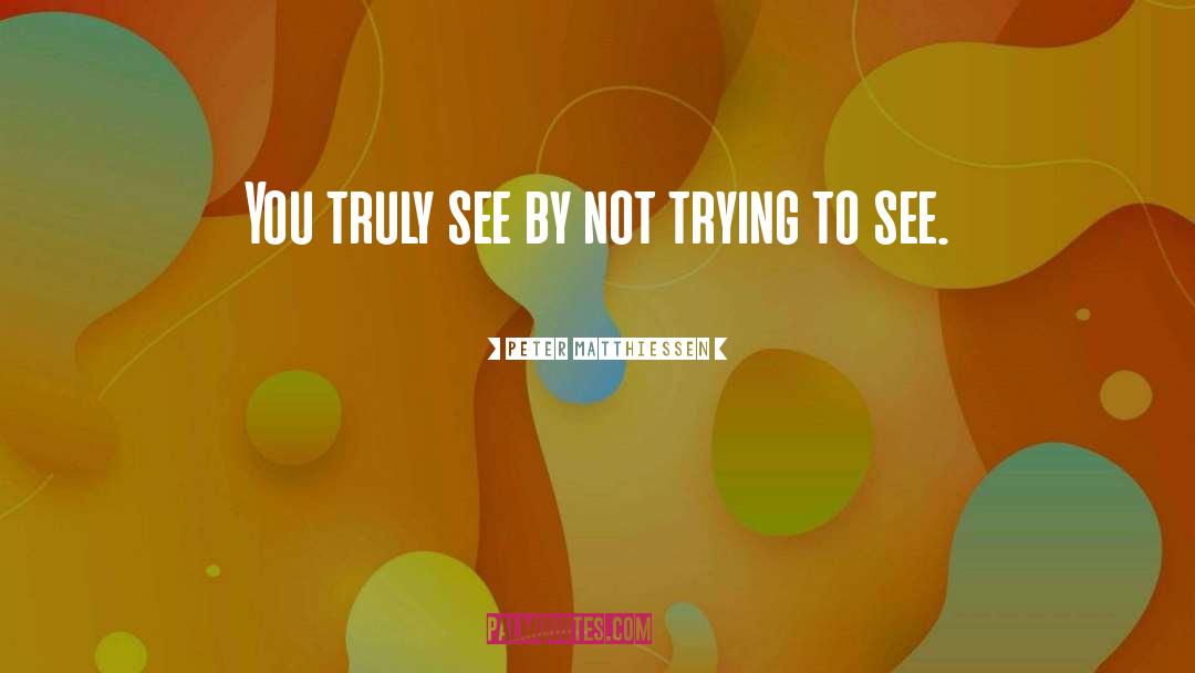 Peter Matthiessen Quotes: You truly see by not