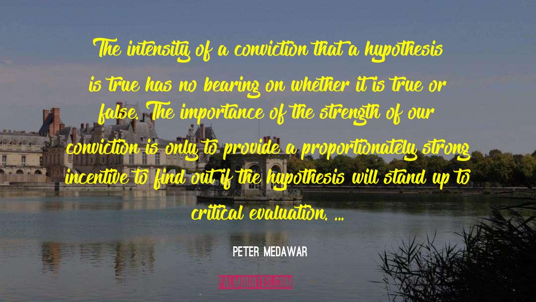 Peter Medawar Quotes: The intensity of a conviction