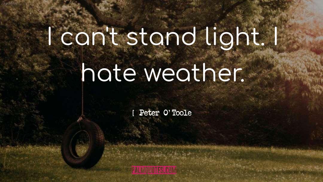 Peter O'Toole Quotes: I can't stand light. I