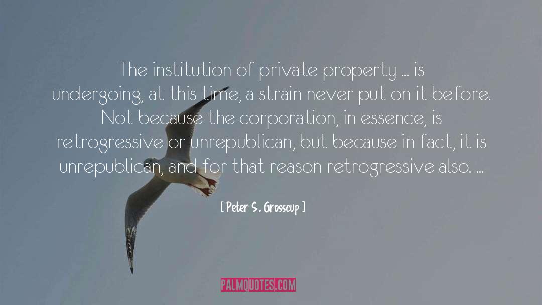 Peter S. Grosscup Quotes: The institution of private property