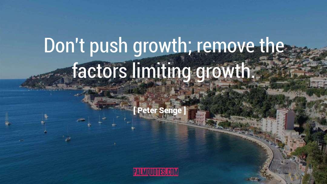 Peter Senge Quotes: Don't push growth; remove the