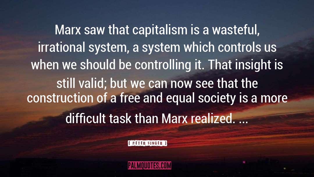 Peter Singer Quotes: Marx saw that capitalism is