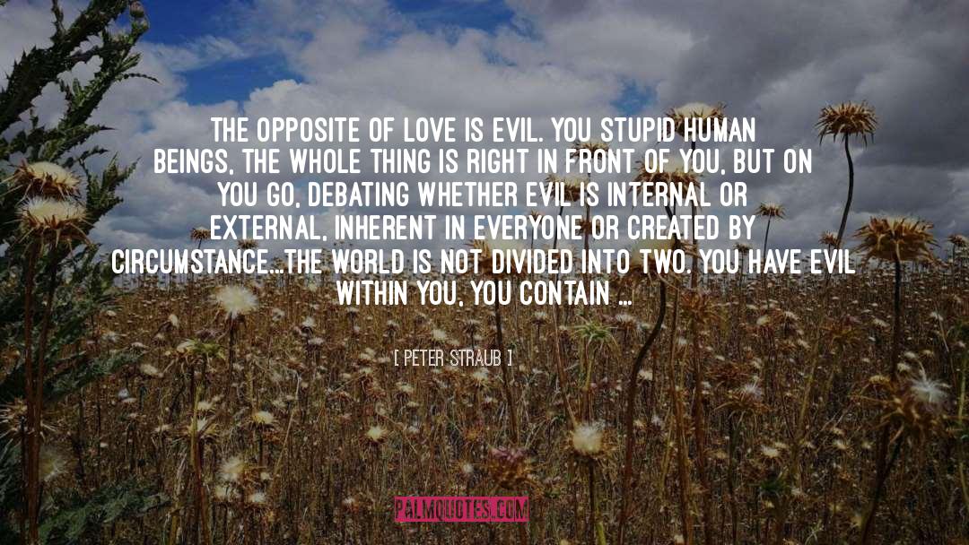 Peter Straub Quotes: The opposite of love is