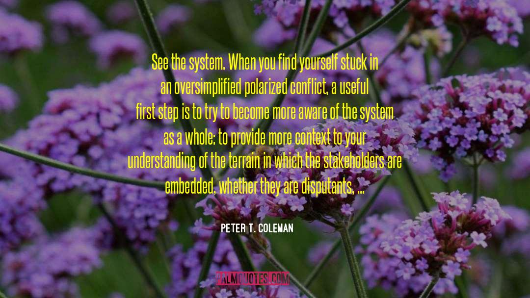 Peter T. Coleman Quotes: See the system. When you