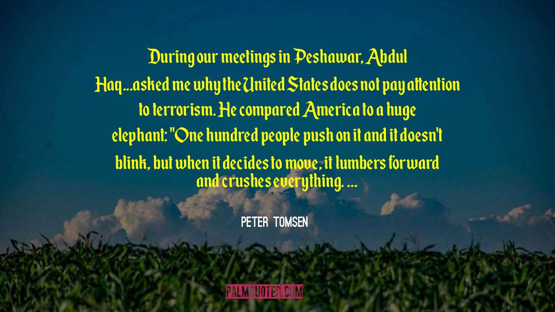 Peter Tomsen Quotes: During our meetings in Peshawar,
