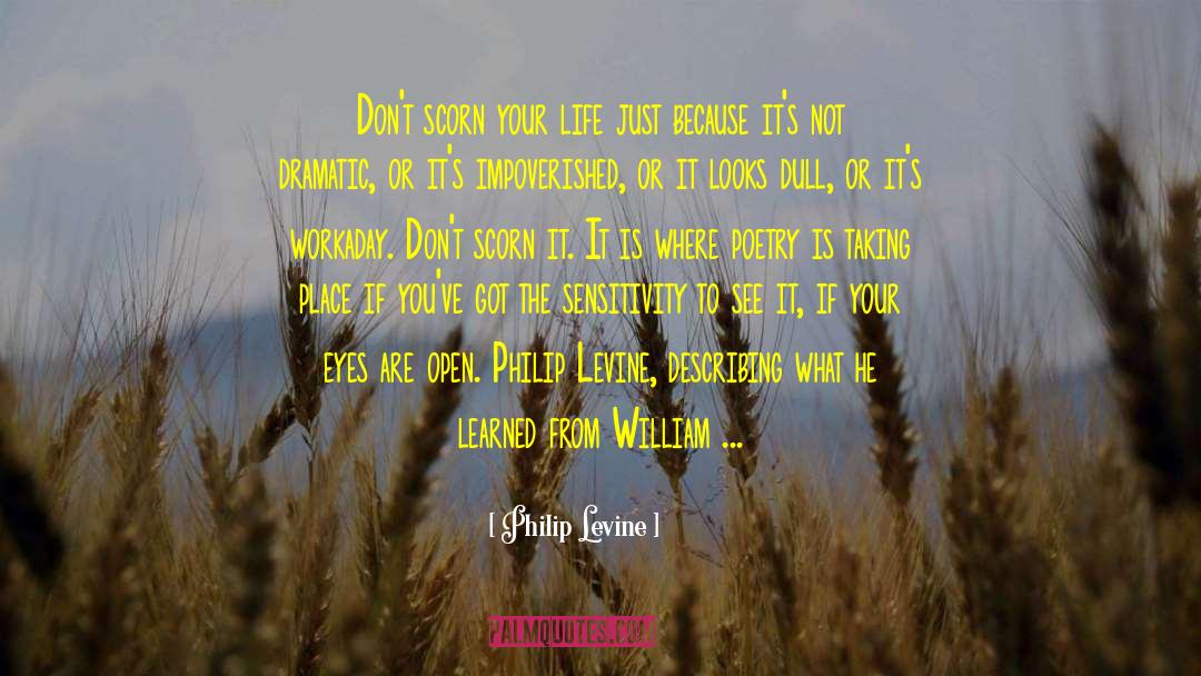 Philip Levine Quotes: Don't scorn your life just