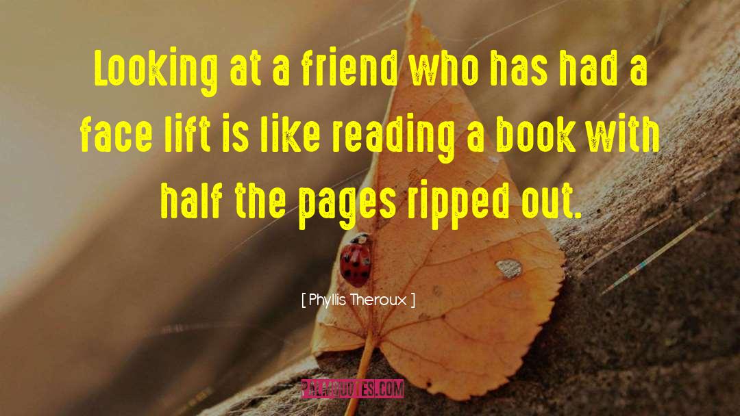 Phyllis Theroux Quotes: Looking at a friend who