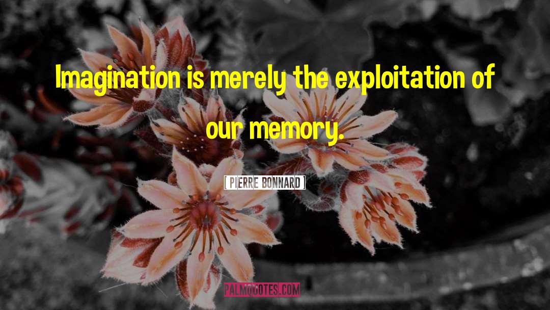 Pierre Bonnard Quotes: Imagination is merely the exploitation
