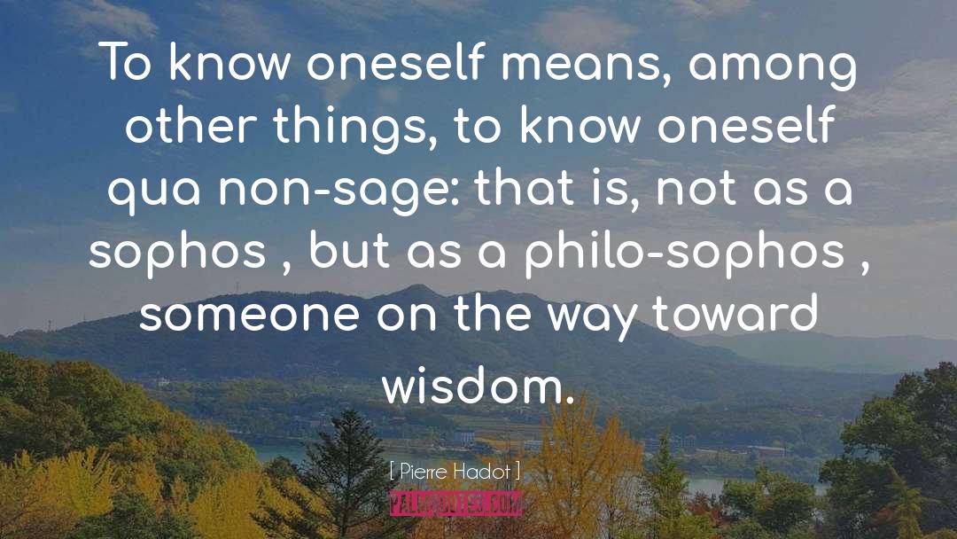 Pierre Hadot Quotes: To know oneself means, among