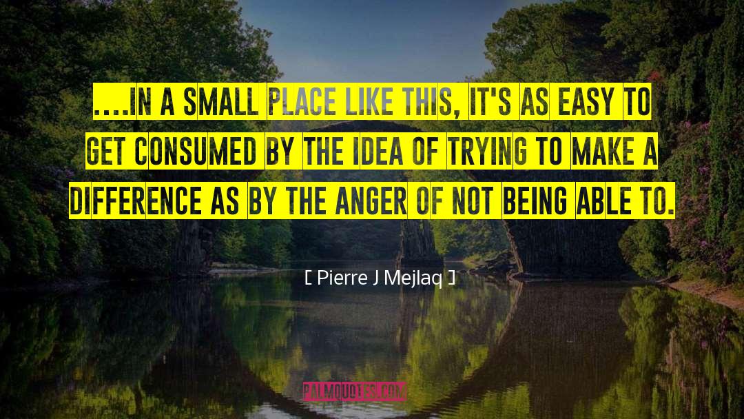 Pierre J Mejlaq Quotes: ….in a small place like