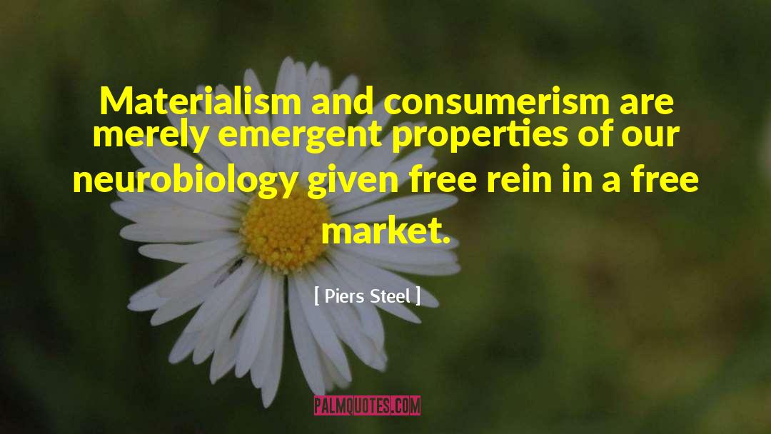 Piers Steel Quotes: Materialism and consumerism are merely