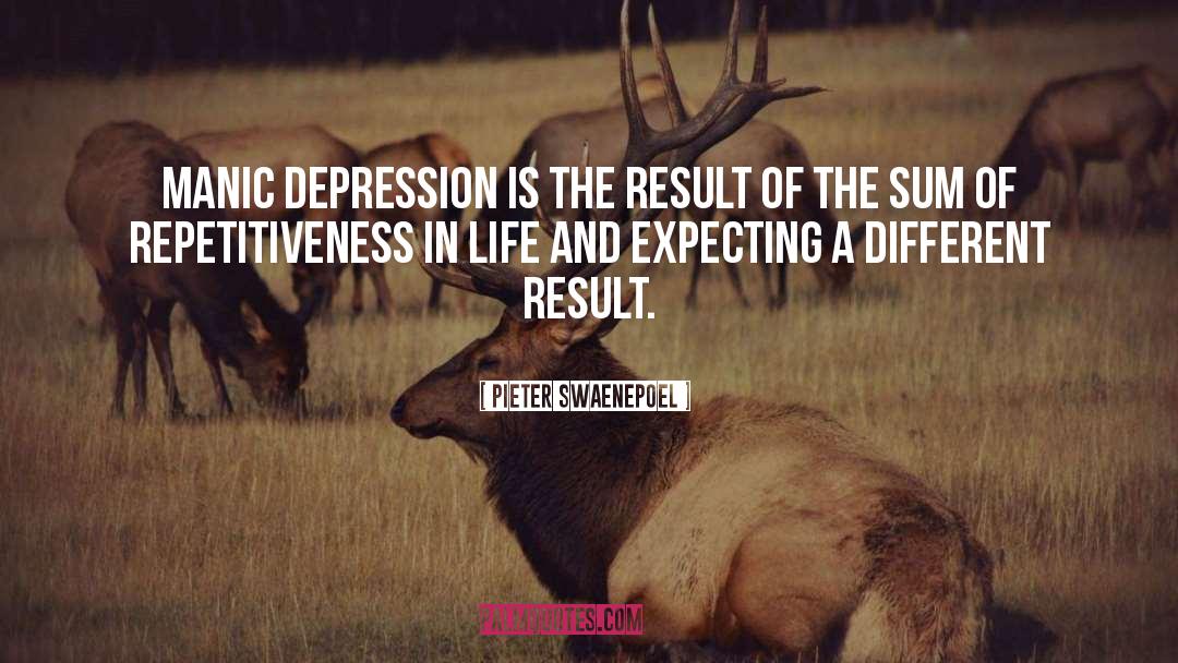 Pieter Swaenepoel Quotes: Manic depression is the result