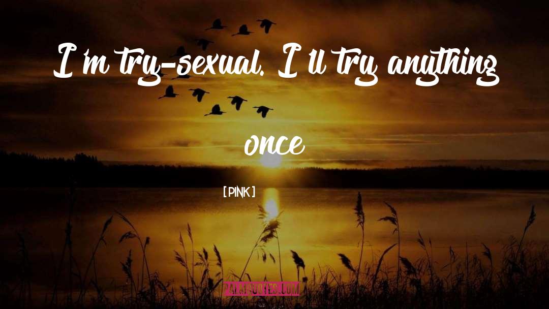 Pink Quotes: I'm try-sexual. I'll try anything